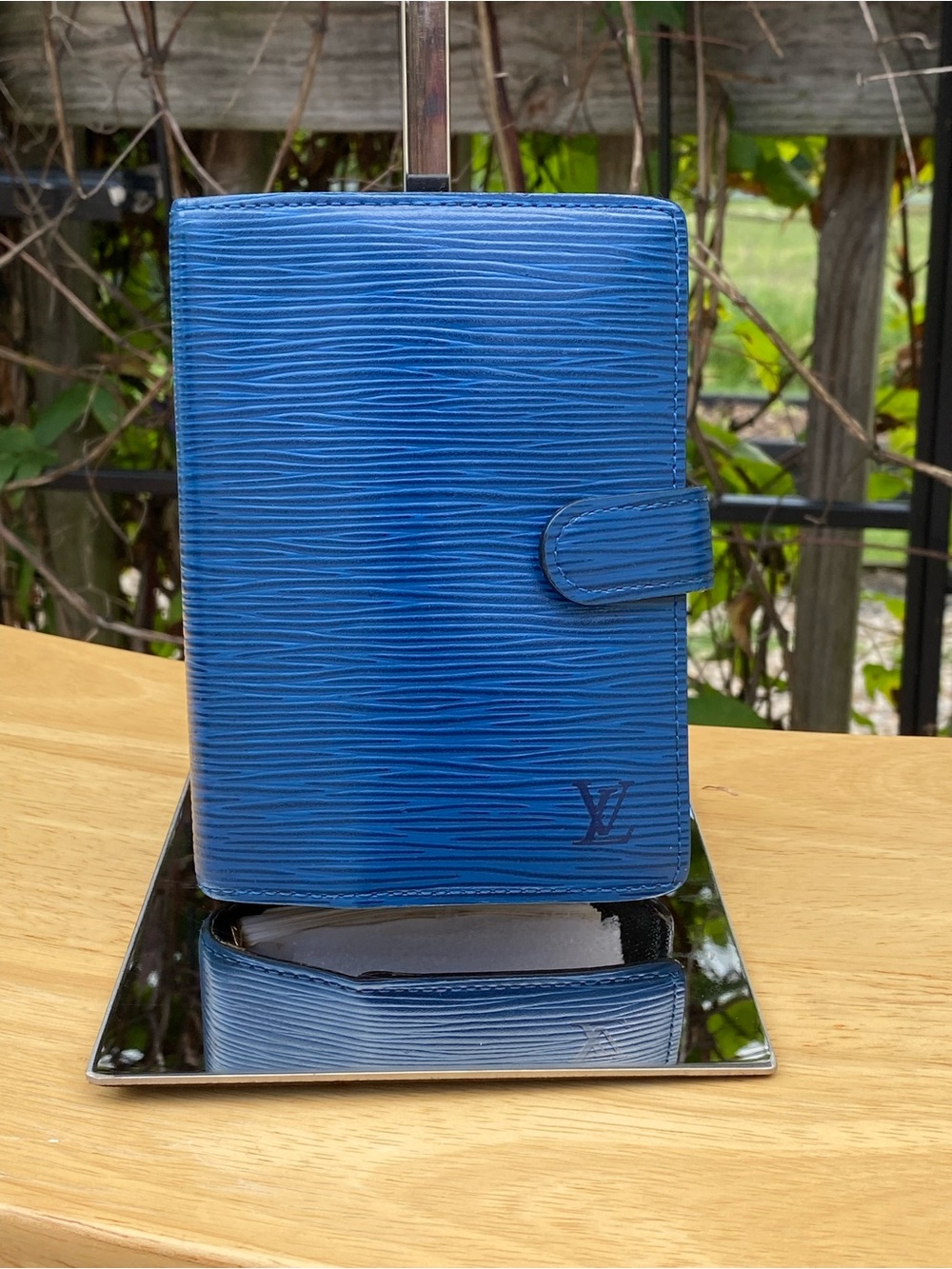 Vintage Louis Vuitton Blue Epi Leather Agenda Cover and original paperwork
